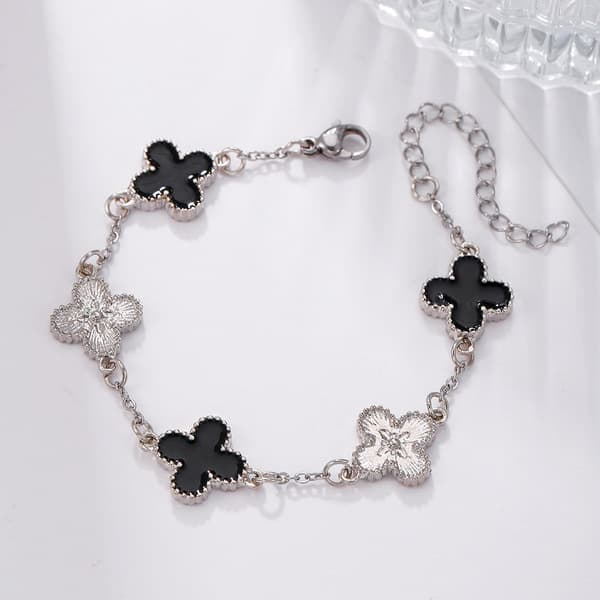 Cross-Border New Four-Leaf Clover Bracelet for Women Korean Simple Ins Five-Flower Mother-Of-Pearl Good Luck Four-Leaf Clover Versatile Bracelet Chain