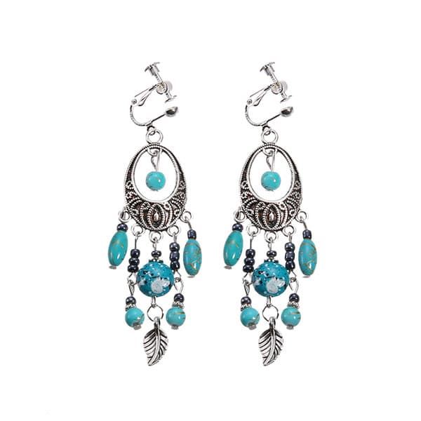 Bohemian Holiday Style Earrings Women's Maillard Vintage Ethnic Style Long Tassel High-end Ear Clip